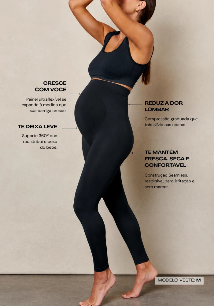 Legging Maternidade: Alívio para Lombar e Sustentação Anatômica