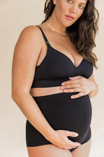 Calcinha de Maternidade Sem Costura com Suporte Sobre a Barriga