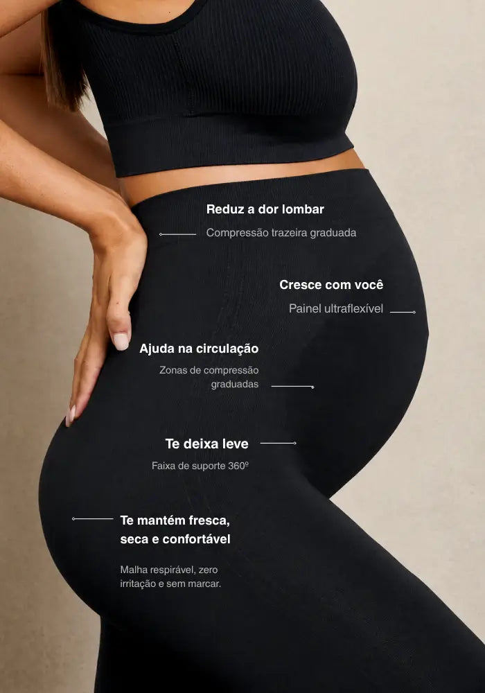 Legging Maternidade: Alívio para Lombar e Sustentação Anatômica
