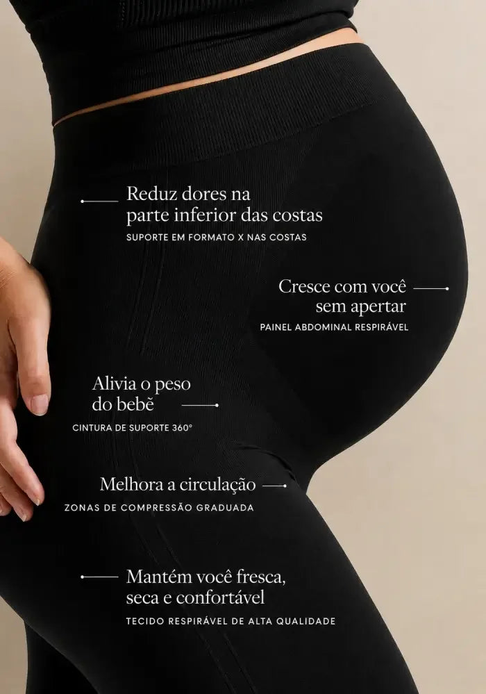 Legging Maternidade: Alívio para Lombar e Sustentação Anatômica